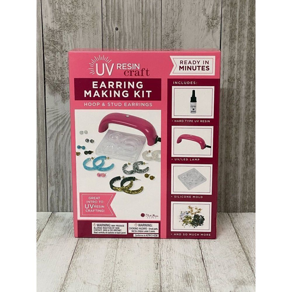 Blue Moon UV Resin Craft Earring Making Kit NEW NIP